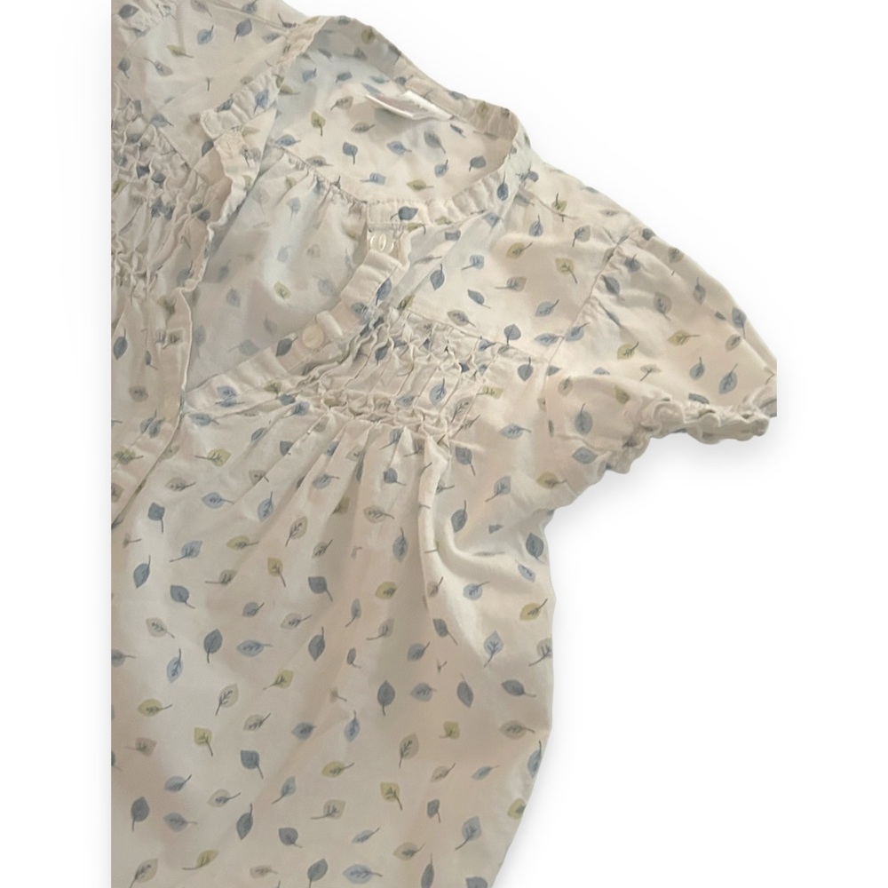 🇪🇸👍GUC ZARA | 24 m | Toddler White Summer Smocked Leaf print blouse - Picture 7 of 14